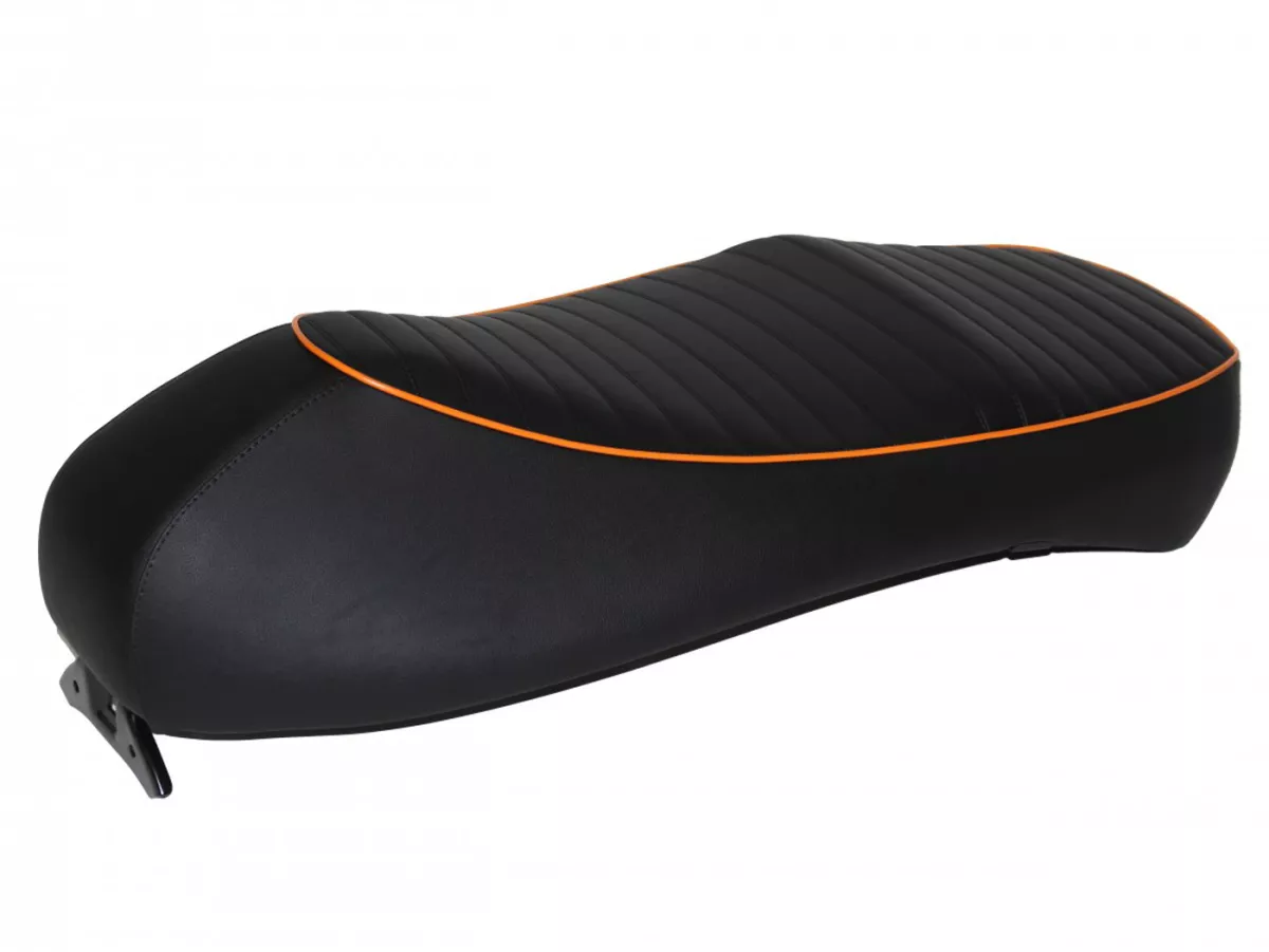 Selle noir, passepoil orange -PIAGGIO- Vespa GTS 125 (ZAPM313), Vespa GTS 250 (ZAPM451), GTS 125 i.e. Super (ZAPM453), Vespa GTS 300 i.e. Super (ZAPM452) - (-2014)