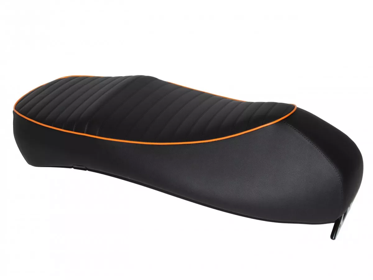 Selle noir, passepoil orange -PIAGGIO- Vespa GTS 125 (ZAPM313), Vespa GTS 250 (ZAPM451), GTS 125 i.e. Super (ZAPM453), Vespa GTS 300 i.e. Super (ZAPM452) - (-2014)