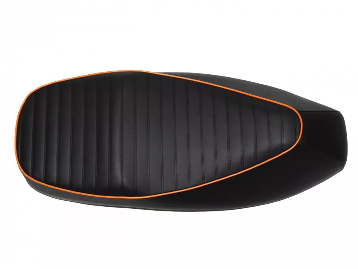 Selle noir, passepoil orange -PIAGGIO- Vespa GTS 125 (ZAPM313), Vespa GTS 250 (ZAPM451), GTS 125 i.e. Super (ZAPM453), Vespa GTS 300 i.e. Super (ZAPM452) - (-2014)