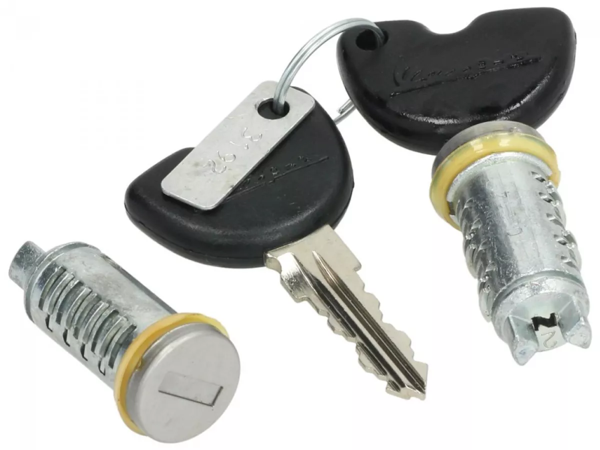 Låscylindersats -PIAGGIO- Vespa ET2 50 (ZAPC16000, ZAPC38100), Vespa ET4 50 50 (ZAPC26000, ZAPC26100), Vespa LT 125 (RP8M66503), Vespa LT 150 (RP8M66603), Vespa LX 50 (ZAPC38101, ZAPC38104, ZAPC38300, ZAPC38400, ZAPC38700, ZAPC38900), Vespa LXV 50 (Z