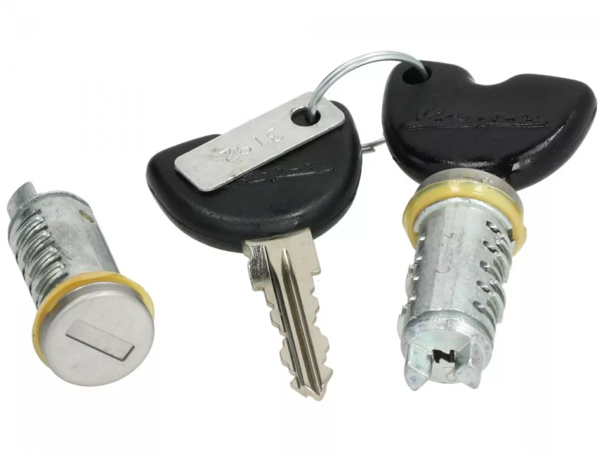 Låscylindersats -PIAGGIO- Vespa ET2 50 (ZAPC16000, ZAPC38100), Vespa ET4 50 50 (ZAPC26000, ZAPC26100), Vespa LT 125 (RP8M66503), Vespa LT 150 (RP8M66603), Vespa LX 50 (ZAPC38101, ZAPC38104, ZAPC38300, ZAPC38400, ZAPC38700, ZAPC38900), Vespa LXV 50 (Z