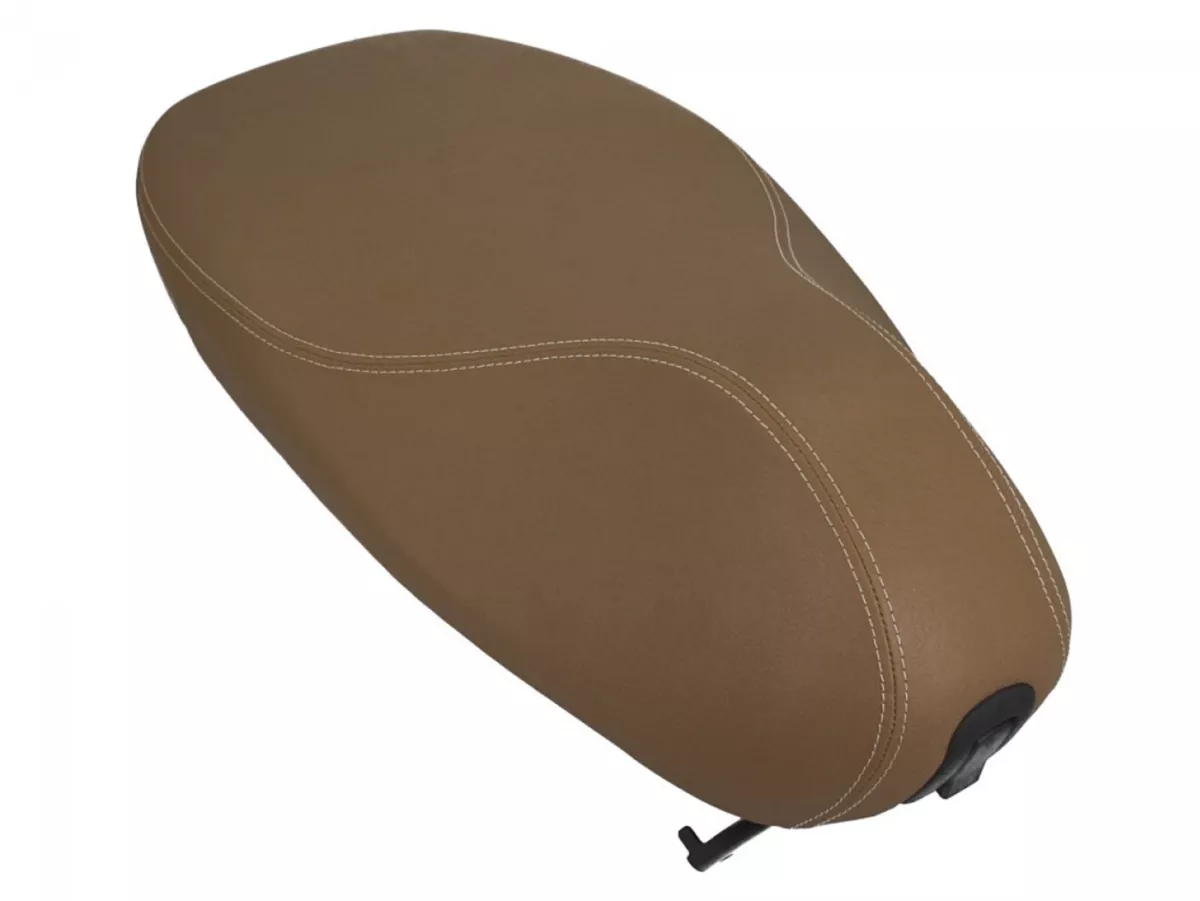 Seat -PIAGGIO, dual seat, brown- Vespa Primavera 125 (ZAPMA1100, ZAPMA1101, ZAPMD1100), Vespa Primavera 150 (ZAPMA1200, ZAPMA1201, ZAPMD120), Vespa Primavera 50 (ZAPCA0200)