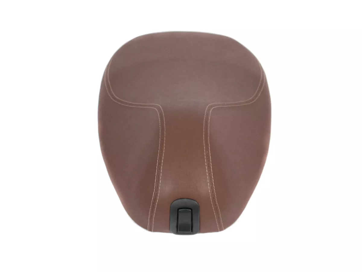 Zitbank -PIAGGIO, dubbele zitbank, donkerbruin- Vespa Primavera 125 (ZAPMA1100, ZAPMA1101, ZAPMD1100), Vespa Primavera 150 (ZAPMA1200, ZAPMA1201, ZAPMD120), Vespa Primavera 50 (ZAPCA0200)