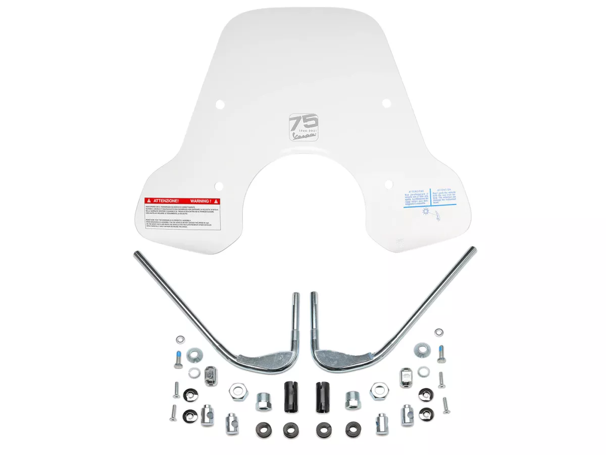 Parabrisas -PIAGGIO, Vespa 75 Aniversario- Vespa Primavera 125 (ZAPM81100, ZAPM81101, ZAPMA1100, RP8M82500, RP8M82821, RP8M82100, RP8M82310, ZAPMA1101, ZAPMD1100), Vespa Primavera 150 (ZAPM81200, ZAPMA1200, ZAPM81201, ZAPMA1201, ZAPMD120), Vespa Primavera