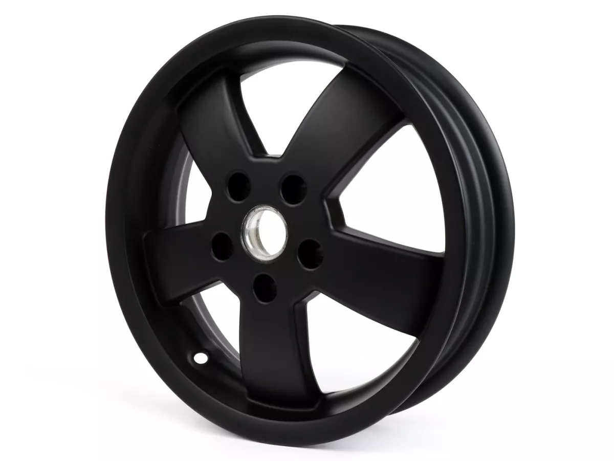 Pelek -PIAGGIO GTS125/300 Super Sport, HPE, Supertech, Notte - hitam matt, (3.00x12) - 5 jari-jari - cocok untuk Vespa GT, GTL, GTS, GTV, HPE 125-300cc - depan (semua tahun) dan belakang (2014-2016)
