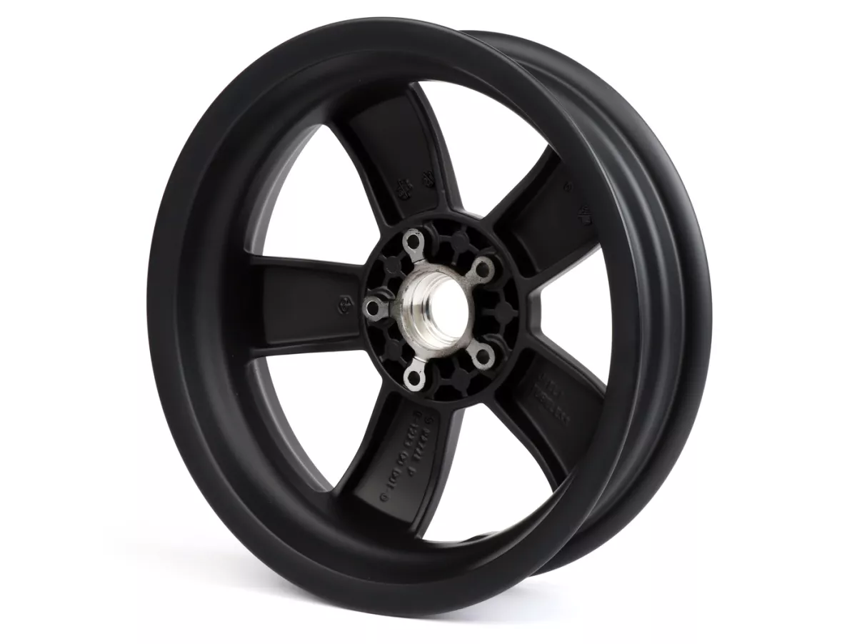 Pelek -PIAGGIO GTS125/300 Super Sport, HPE, Supertech, Notte - hitam matt, (3.00x12) - 5 jari-jari - cocok untuk Vespa GT, GTL, GTS, GTV, HPE 125-300cc - depan (semua tahun) dan belakang (2014-2016)