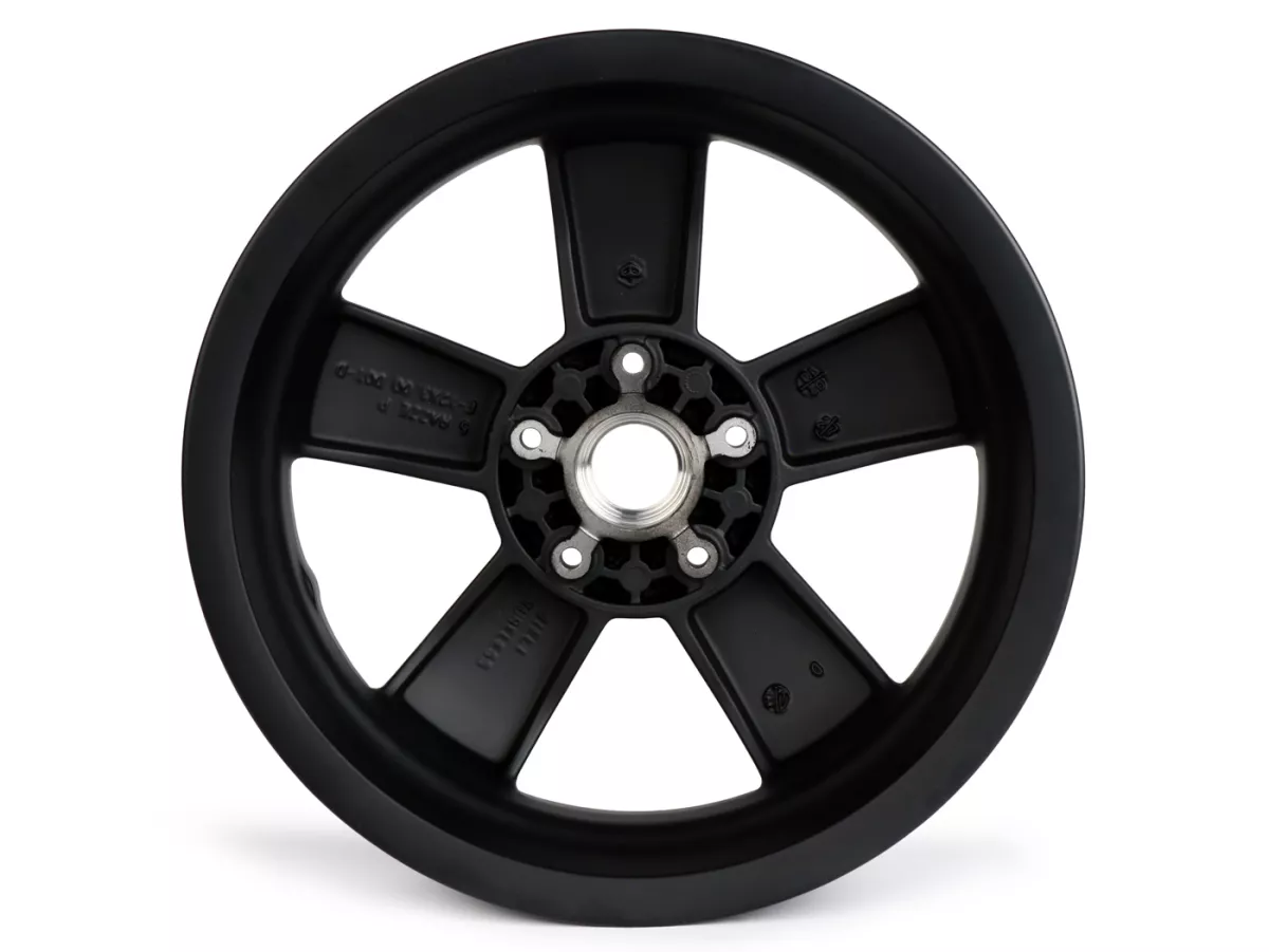 Pelek -PIAGGIO GTS125/300 Super Sport, HPE, Supertech, Notte - hitam matt, (3.00x12) - 5 jari-jari - cocok untuk Vespa GT, GTL, GTS, GTV, HPE 125-300cc - depan (semua tahun) dan belakang (2014-2016)