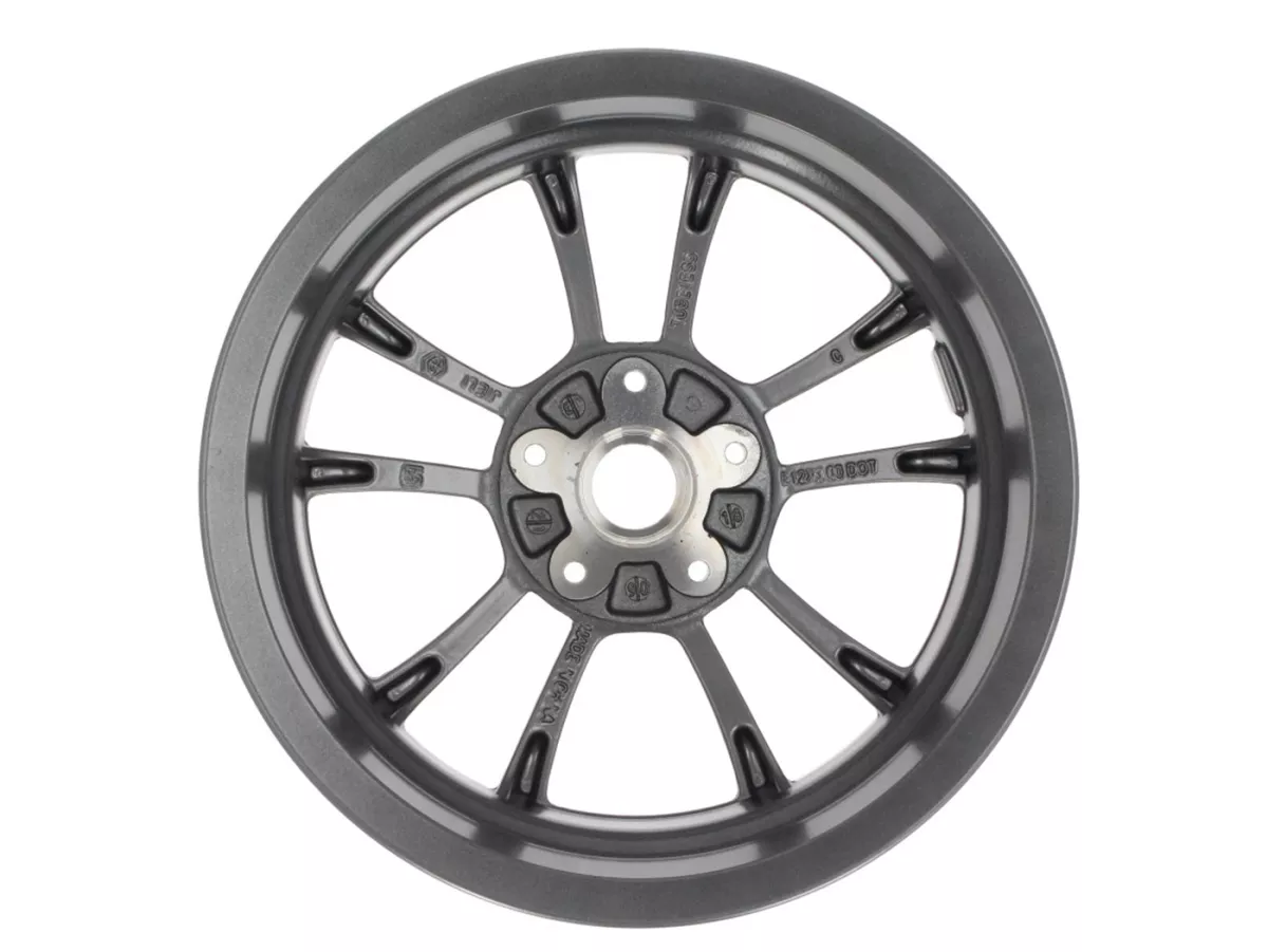 Wheel rim, front, anthracite -PIAGGIO 3.00-12 inch - 10 spokes-  Vespa Primavera 125 (ZAPMA1100, ZAPMA1101, ZAPMD1100), Vespa Primavera 150 (ZAPMA1200, ZAPMA1201, ZAPMD120), Vespa Primavera 50 (ZAPCA0100, ZAPCA0102, ZAPCA0200, ZAPCA0202, ZAPCD010, ZAPCD02