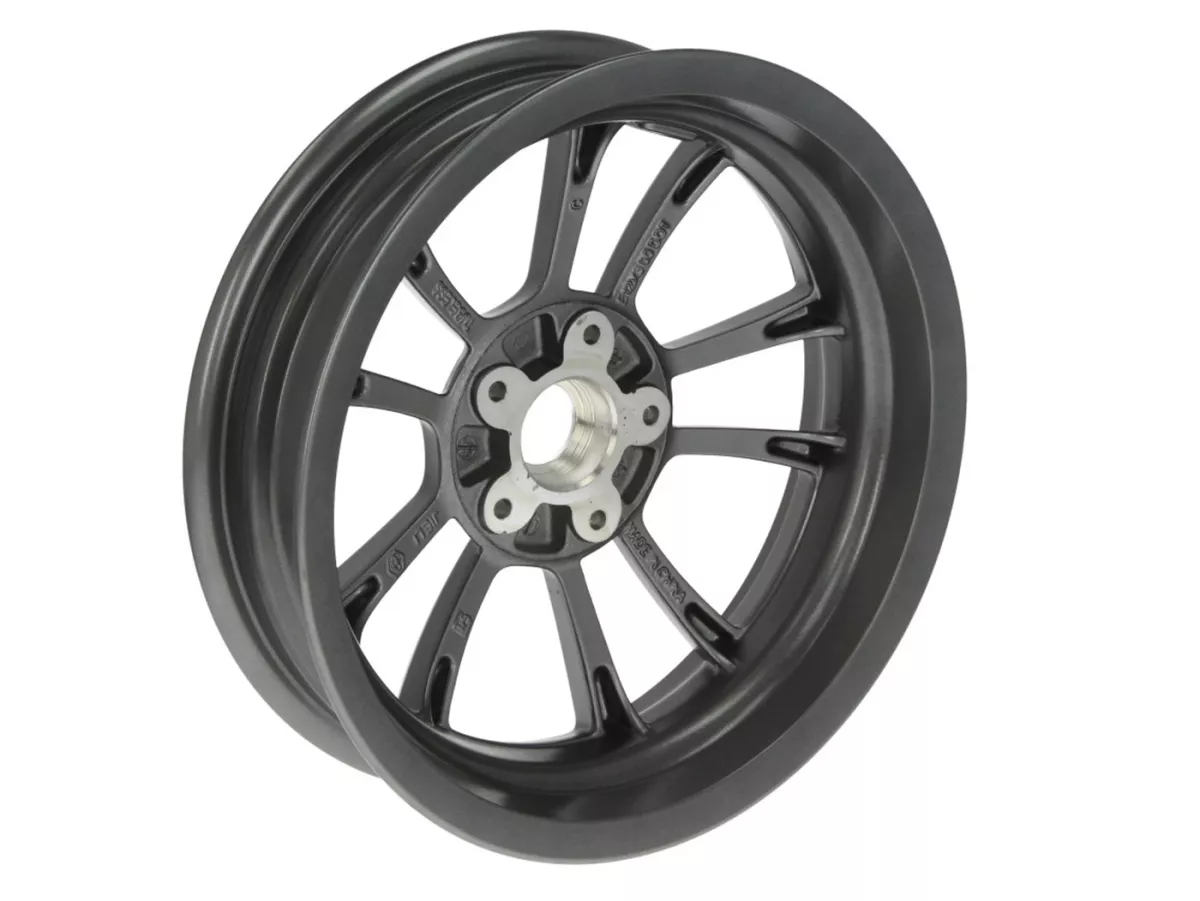 Wheel rim, front, anthracite -PIAGGIO 3.00-12 inch - 10 spokes-  Vespa Primavera 125 (ZAPMA1100, ZAPMA1101, ZAPMD1100), Vespa Primavera 150 (ZAPMA1200, ZAPMA1201, ZAPMD120), Vespa Primavera 50 (ZAPCA0100, ZAPCA0102, ZAPCA0200, ZAPCA0202, ZAPCD010, ZAPCD02