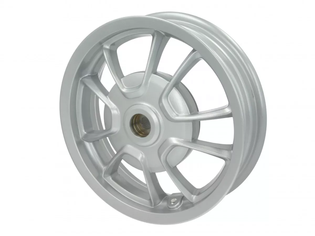 Pelek belakang, perak -PIAGGIO 3.00-12 inci, Ø tromol rem = 140mm - 10 jari-jari - Vespa Primavera 125 (ZAPMA1100, ZAPMA1101, ZAPMD1100), Vespa Primavera 150 (ZAPMA1200, ZAPMA1201, ZAPMD120)