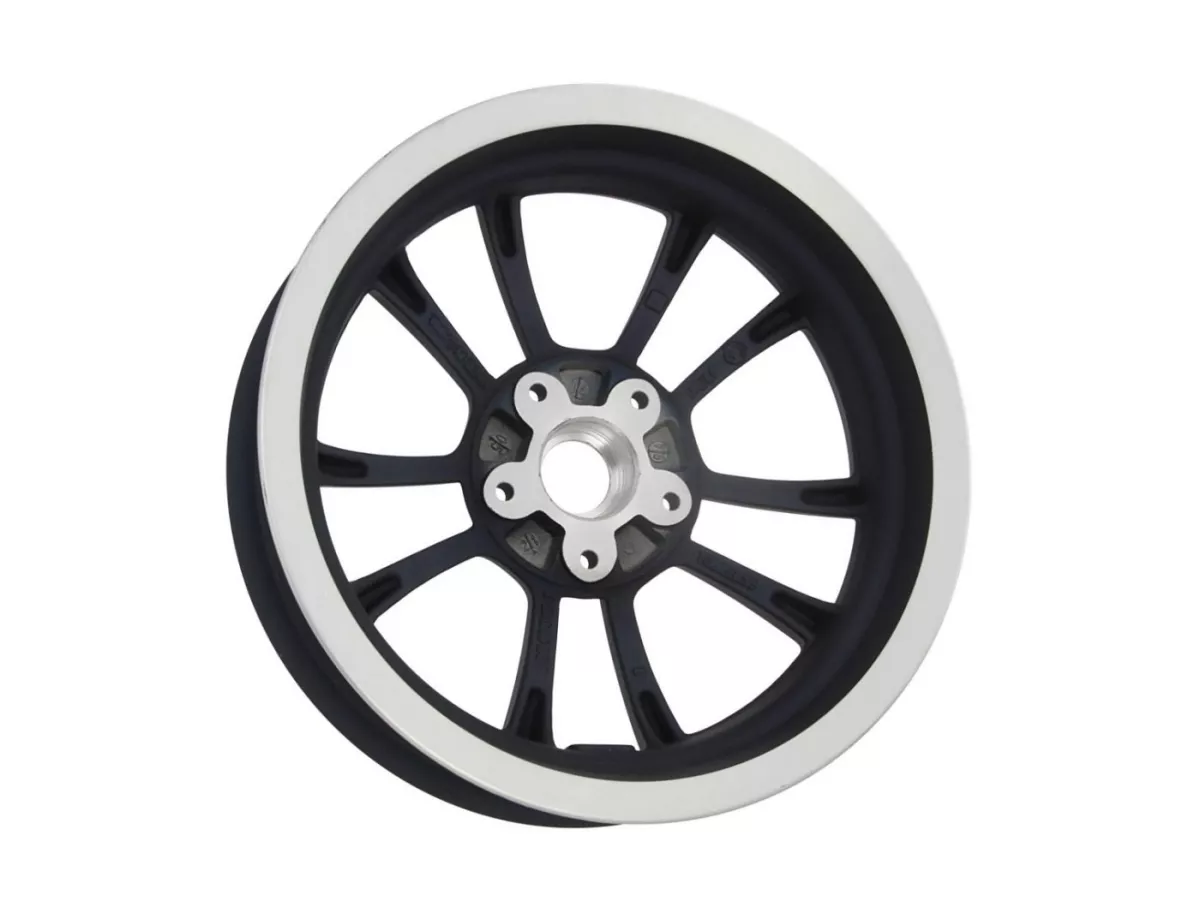 Pelek depan, pelek biru perak -PIAGGIO 3.00-12 inci - 10 jari-jari - Vespa Primavera 125 (ZAPMA1100, ZAPMA1101, ZAPMD1100), Vespa Primavera 150 (ZAPMA1200, ZAPMA1201, ZAPMD120), Vespa Primavera 50 (ZAPCA0100, ZAPCA0102, ZAPCA0200, ZAPCA0202, ZAPCD010, Z