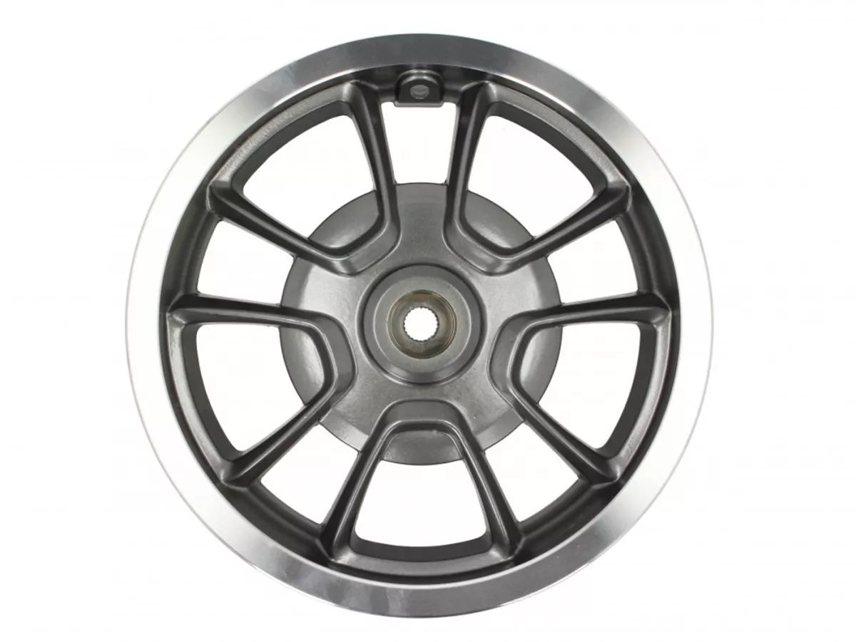 Pelek belakang, pelek perak antrasit -PIAGGIO 3.00-12 inci, Ø tromol rem = 140mm - 10 jari-jari - Vespa Primavera 125 (ZAPMA1100, ZAPMA1101, ZAPMD1100), Vespa Primavera 150 (ZAPMA1200, ZAPMA1201, ZAPMD120)