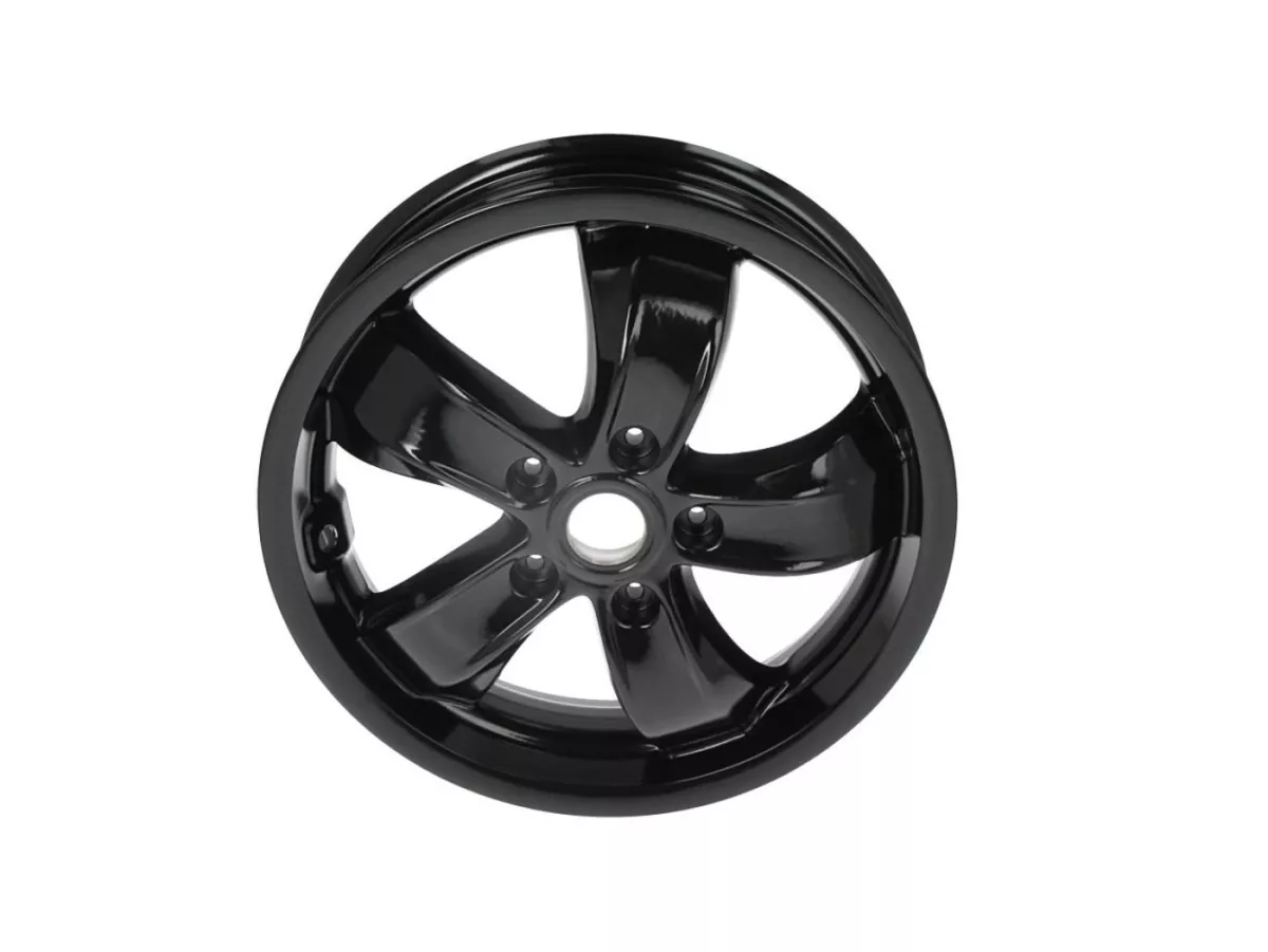 Roda -PIAGGIO, GTS V2021- GTS125/300 Super Sport, HPE, Supertech, Notte - hitam mengkilap, (3.00x12) - 5 jari-jari - cocok untuk Vespa GTS, HPE 125/300cc - depan