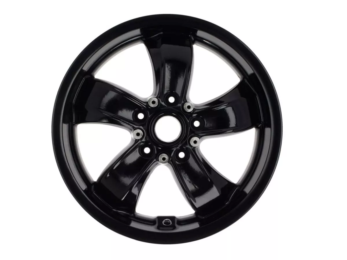 Velg -PIAGGIO, GTS V2021- GTS125/300 Super Sport, HPE, Supertech, Notte - zwart glanzend, (3.00x12) - 5 spaken - past op Vespa GTS, HPE 125/300cc - achter (2017-, ABS-tint wiel vastgeschroefd op velg)