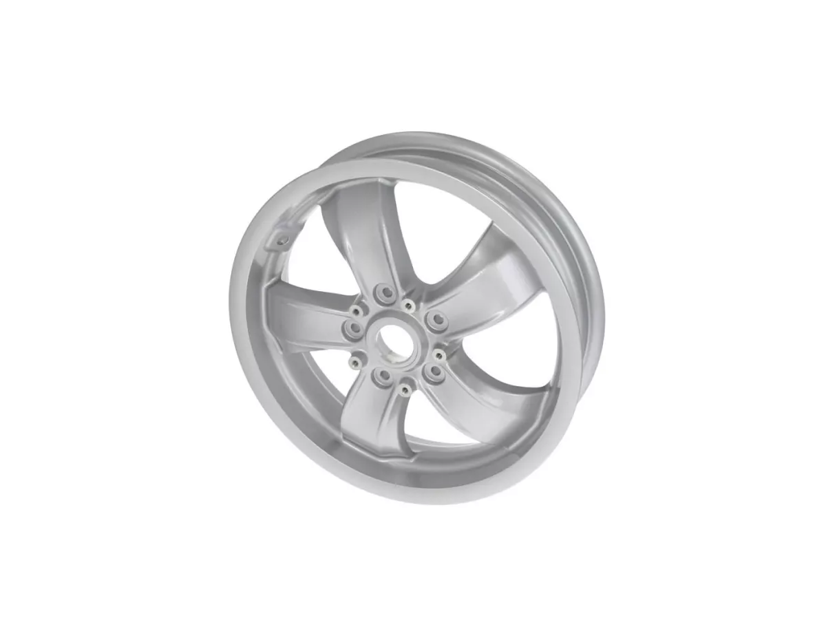 Pelek -PIAGGIO, GTS V2021- GTS125/300 Super Sport, HPE, Supertech, Notte - perak, (3.00x12) - 5 jari-jari - cocok untuk Vespa GTS, HPE 125/300cc - belakang (2017-, velg warna ABS yang dibaut ke pelek)