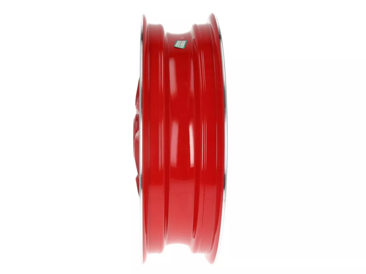 Achtervelg, rood zilver velg -PIAGGIO 3.00-12 inch, Ø remtrommel = 140mm - 10 spaken- Vespa Primavera 125 (ZAPMA1100, ZAPMA1101, ZAPMD1100), Vespa Primavera 150 (ZAPMA1200, ZAPMA1201, ZAPMD120)
