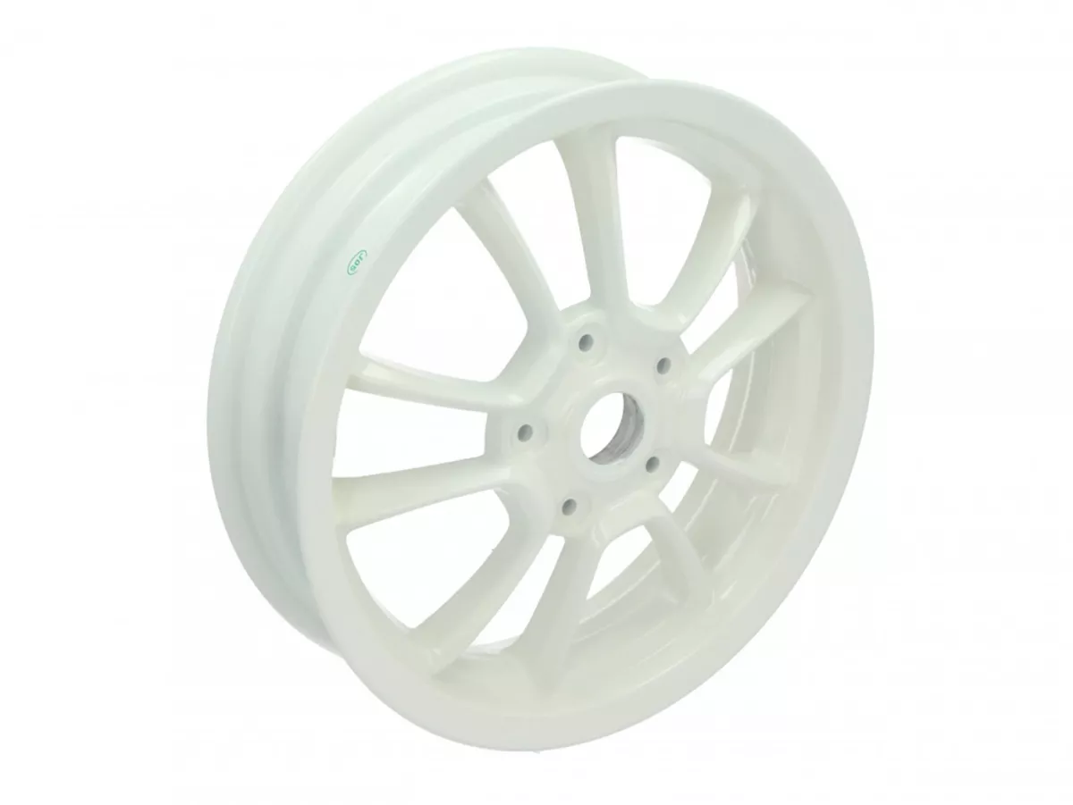 Framfälg, vit -PIAGGIO 3.00-12 tum - 10 ekrar- Vespa Primavera 125 (ZAPMA1100, ZAPMA1101, ZAPMD1100), Vespa Primavera 150 (ZAPMA1200, ZAPMA1201, ZAPMD120), Vespa Primavera 50 (ZAPCA0100, ZAPCA0102, ZAPCA0200, ZAPCA0202, ZAPCD010, ZAPCD020)
