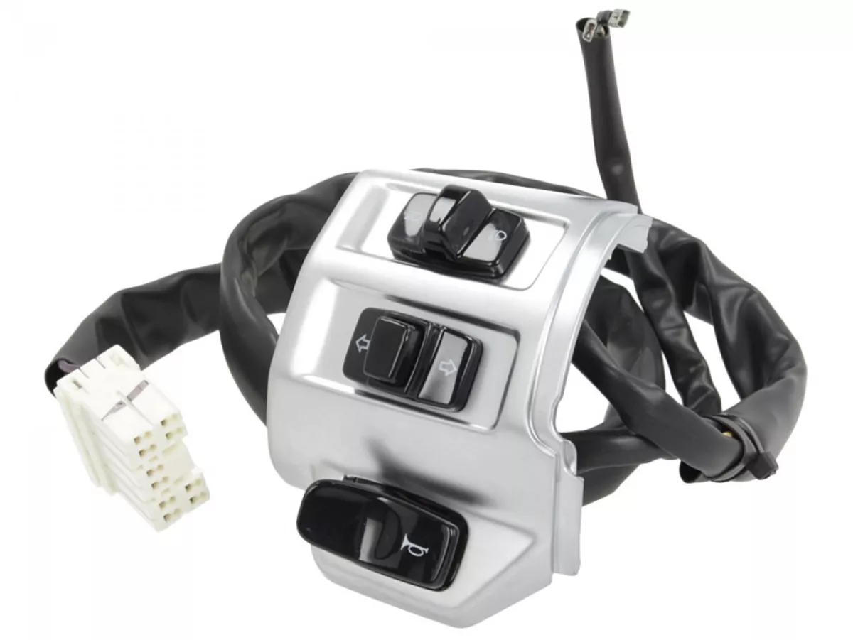 Switch unit, matt chrome, left -PIAGGIO- Vespa Primavera 50, Sprint 50