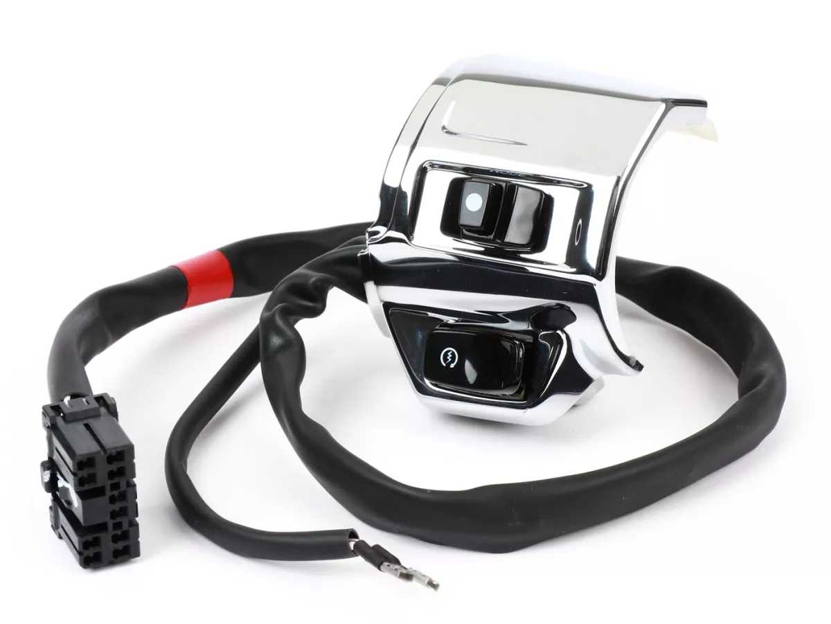 Switch unit, chrome, right -PIAGGIO- Vespa Primavera 50 (ZAPC53100, ZAPC53200, ZAPC53300, ZAPC53302, ZAPCA0100, ZAPCA0102, ZAPCA0200), Vespa Sprint 50 (ZAPC53101, ZAPC53201, ZAPC53301, ZAPC53303, ZAPCA0101, ZAPCA0103, ZAPCA0201)