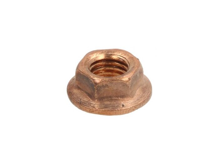 Dado con flangia -DIN 6923- M7 x 1,00 - rame