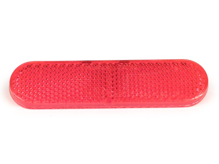 Reflector, red, 96 x 24mm, for gluing -PIAGGIO- Vespa GTS 125 (ZAPMA3100, ZAPMA3200, ZAPMA3700), Vespa GTS 150 (ZAPMA3200, ZAPMA3100), Vespa GTS 250 (ZAPM45100), Vespa GTS 300 (ZAPM45200, ZAPM45202, ZAPMA3300), Vespa GTS HPE 300 (ZAPMA3600, ZAPMD310), Ves