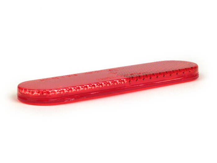 Reflector, red, 96 x 24mm, for gluing -PIAGGIO- Vespa GTS 125 (ZAPMA3100, ZAPMA3200, ZAPMA3700), Vespa GTS 150 (ZAPMA3200, ZAPMA3100), Vespa GTS 250 (ZAPM45100), Vespa GTS 300 (ZAPM45200, ZAPM45202, ZAPMA3300), Vespa GTS HPE 300 (ZAPMA3600, ZAPMD310), Ves