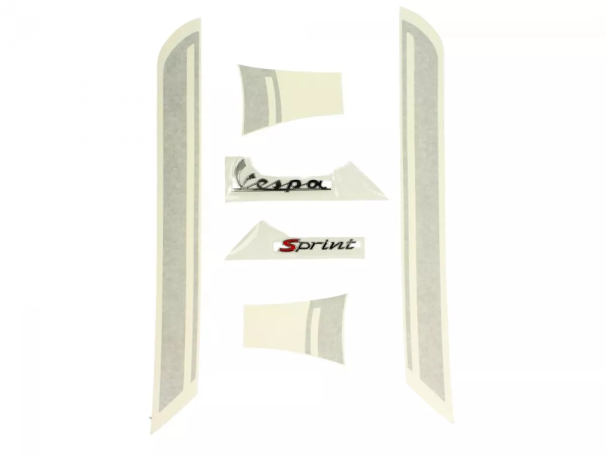 Klistermärkesuppsättning -PIAGGIO Sprint, silver- Vespa Sprint 50, Vespa Sprint 125, Vespa Sprint 150
