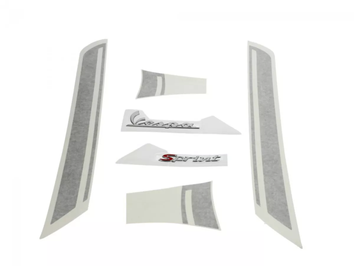 Klistermärkesuppsättning -PIAGGIO Sprint, silver- Vespa Sprint 50, Vespa Sprint 125, Vespa Sprint 150