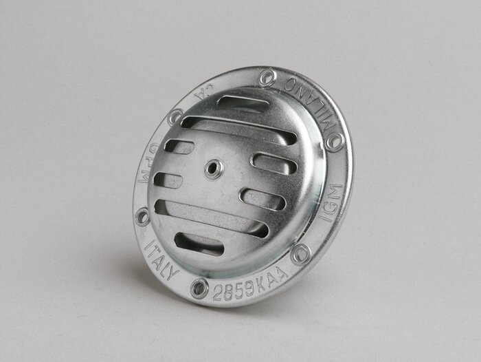 Horn -OEM QUALITY 12V AC- Vespa - Ø=75mm - zinc - suitable for e.g. Vespa PX (-1984) without battery