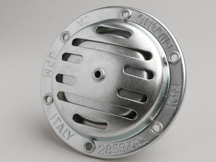 Horn -OEM QUALITY 12V AC- Vespa - Ø=75mm - zinc - suitable for e.g. Vespa PX (-1984) without battery