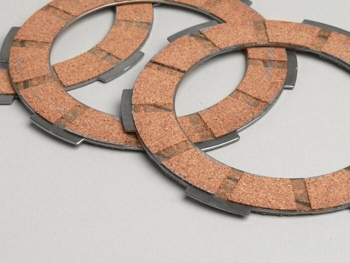 Clutch friction plate set -VESPA Smallframe V50, V90, SS50, SS90, PV125, ET3, PK50, PK80, PK50 S, PK80 S, PK125 S, PK50 XL, PK125 XL, ETS, PK50 HP, PK50 SS  - 3 friction plates
