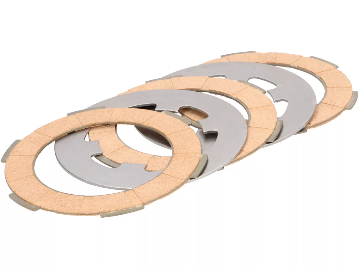 Kopplingsbelägg -VESPA Smallframe V50, V90, SS50, SS90, PV125, ET3, PK50, PK80, PK50 S, PK80 S, PK125 S, PK50 XL, PK125 XL, ETS, PK50 HP, PK50 SS - 3 skivor (inkl. stålskivor)