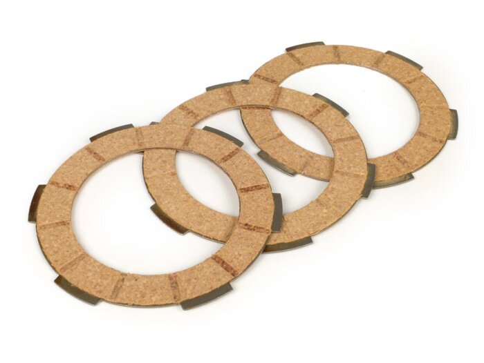 Clutch friction plate set -SURFLEX- VESPA Smallframe V50, V90, SS50, SS90, PV125, ET3, PK50, PK80, PK50 S, PK80 S, PK125 S, PK50 XL, PK125 XL, ETS, PK50 HP, PK50 SS  - 3 friction plates premium quality