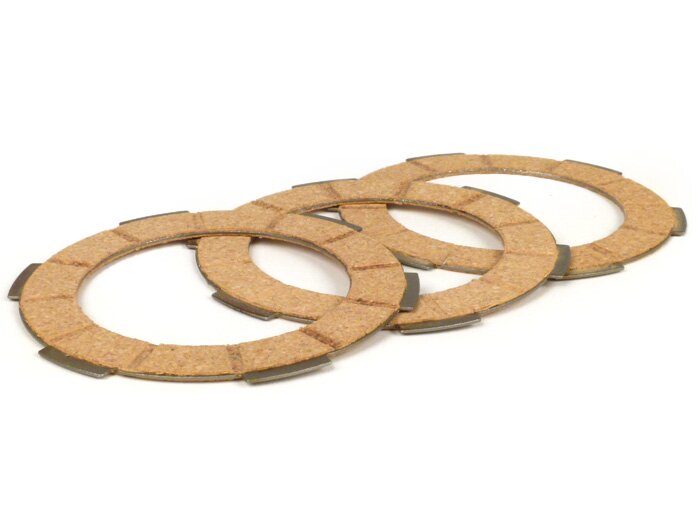 Clutch friction plate set -SURFLEX- VESPA Smallframe V50, V90, SS50, SS90, PV125, ET3, PK50, PK80, PK50 S, PK80 S, PK125 S, PK50 XL, PK125 XL, ETS, PK50 HP, PK50 SS  - 3 friction plates premium quality