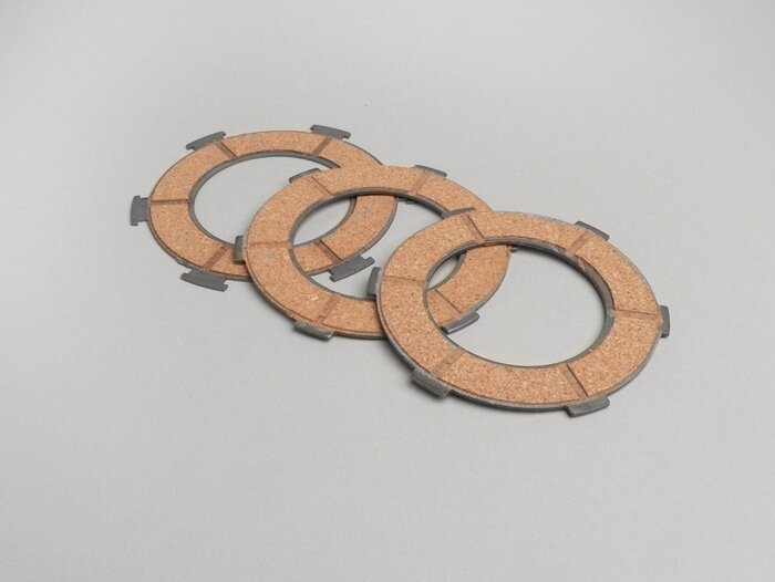 Clutch friction plate set -VESPA type 6 springs (PX80, PX125, PX150)- 3 friction plates premium quality