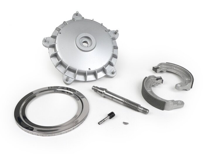 Kit di conversione del tamburo del freno da 8 pollici a 10 pollici anteriore -QUALITÀ OEM- Vespa Wideframe V1, V15, V30, V33, VU, VM, VN, VNA, Hoffmann, VNB, ACMA, Super, VL150, VB150, VBA150, VBB150, P150S