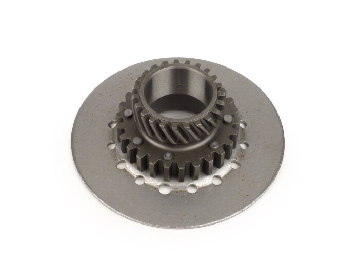 Kopplingspinjong -DRT Vespa typ 6 fjädrar (Ø108mm, PX80, PX125, PX150)- för original primärhjul (spiralformade tänder) 67/68 tänder eller DRT 65 tänder - 23 tänder
