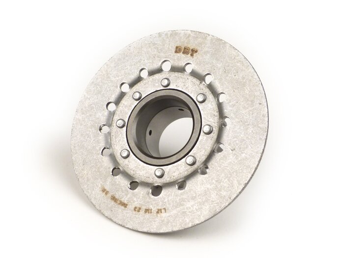 Kopplingspinjong -DRT Vespa typ 6 fjädrar (Ø108mm, PX80, PX125, PX150)- för original primärhjul (spiralformade tänder) 67/68 tänder eller DRT 65 tänder - 23 tänder