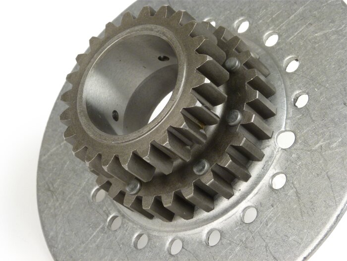 Piñón de embrague -DRT Vespa tipo 7 muelles (Rally200, PX200, T5 125cc)- para rueda primaria DRT 62 dientes (dentado recto) - 23 dientes