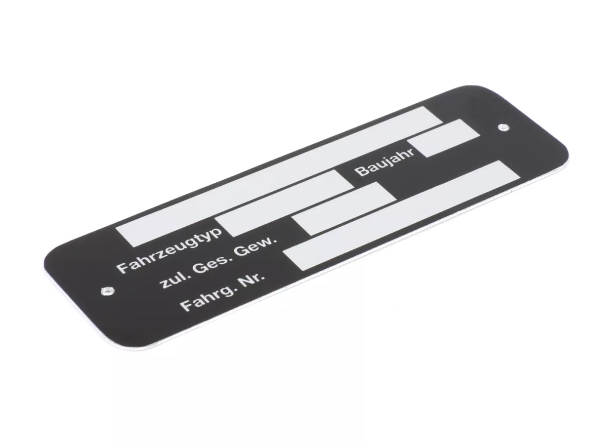 Name plate -OEM QUALITY- Vespa w/o printing / blank (80x25x0,5mm)
