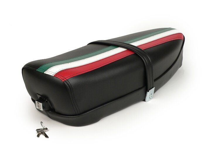Selle -VESPA ET3 TriColore- V50, PV125, ET3 - avec serrure - noir