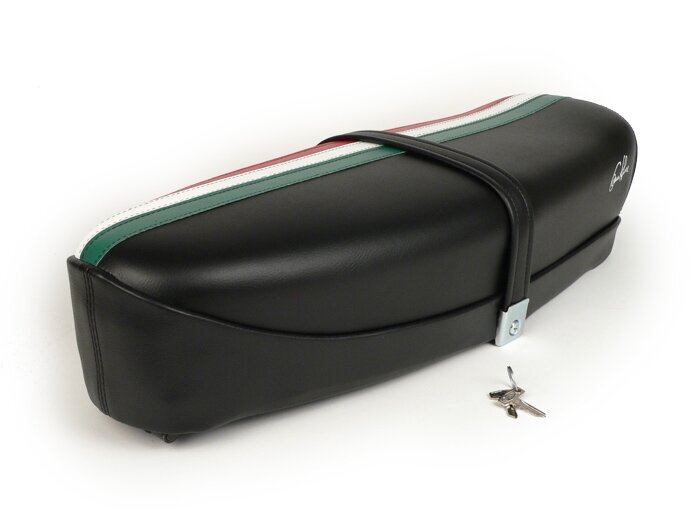 Selle -VESPA ET3 TriColore- V50, PV125, ET3 - avec serrure - noir