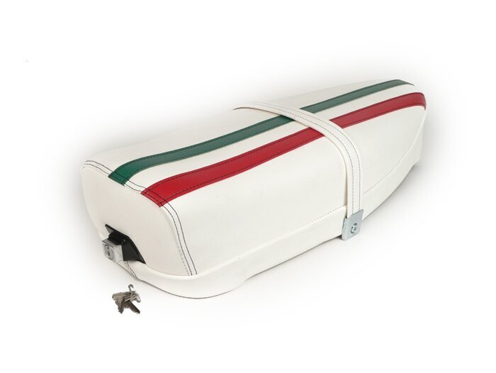 Selle -VESPA ET3 TriColore- V50, PV125, ET3 - avec serrure - blanc