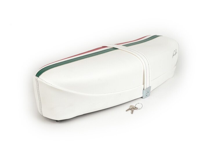 Selle -VESPA ET3 TriColore- V50, PV125, ET3 - avec serrure - blanc