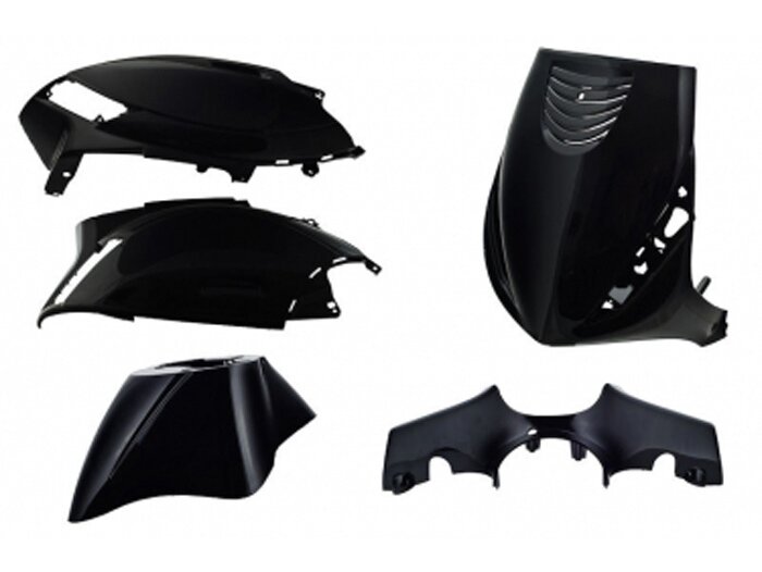 Set parti carenatura -EDGE- 5 pz - Piaggio ZIP 2 AC (LBMC25, ZAPC25, LBMM25, ZAPM25, ZAPC06) - Nero metallizzato