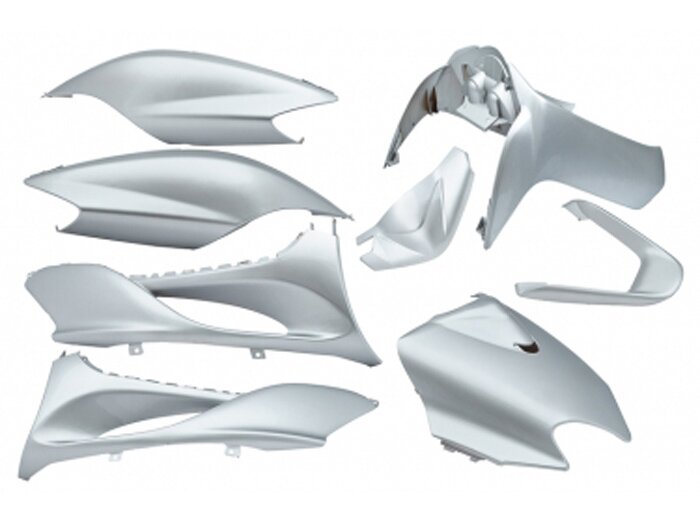 Sats med kåpor -EDGE- 9 delar - MBK Mach G, Yamaha Jog R, Jog RR - silver metallic