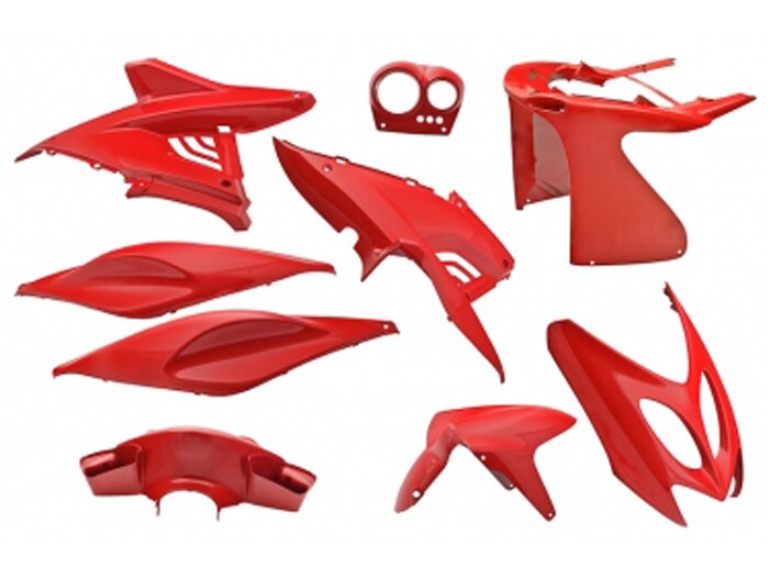 Juego de piezas de carenado -EDGE- 9 piezas - Yamaha Aerox (YQ50/L, 2 tiempos), MBK Nitro (YQ50/L, 2 tiempos) - Rojo Ferrari