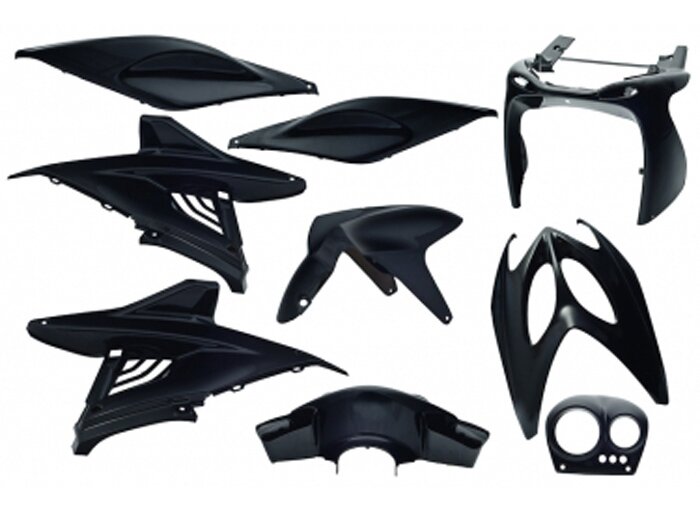 Sats med kåpor -EDGE- 9 delar - Yamaha Aerox (YQ50/L, 2-takt), MBK Nitro (YQ50/L, 2-takt) - Svart metallic
