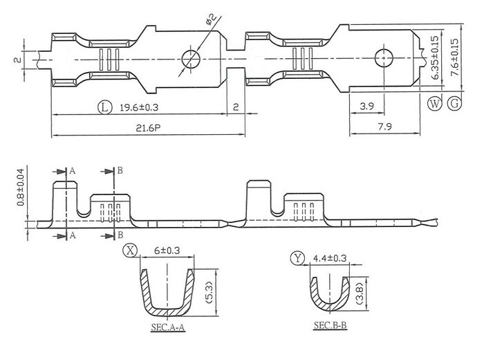 Crimp terminal -male spade connector 6.3mm Ø=1.0-1.5mm²- DIN 46248 - 10 pcs