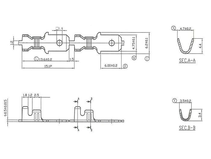 Capocorda -Spina piatta 4,8 mm Ø=0,5-1,0 mm²- DIN 46343 - 10 pz.